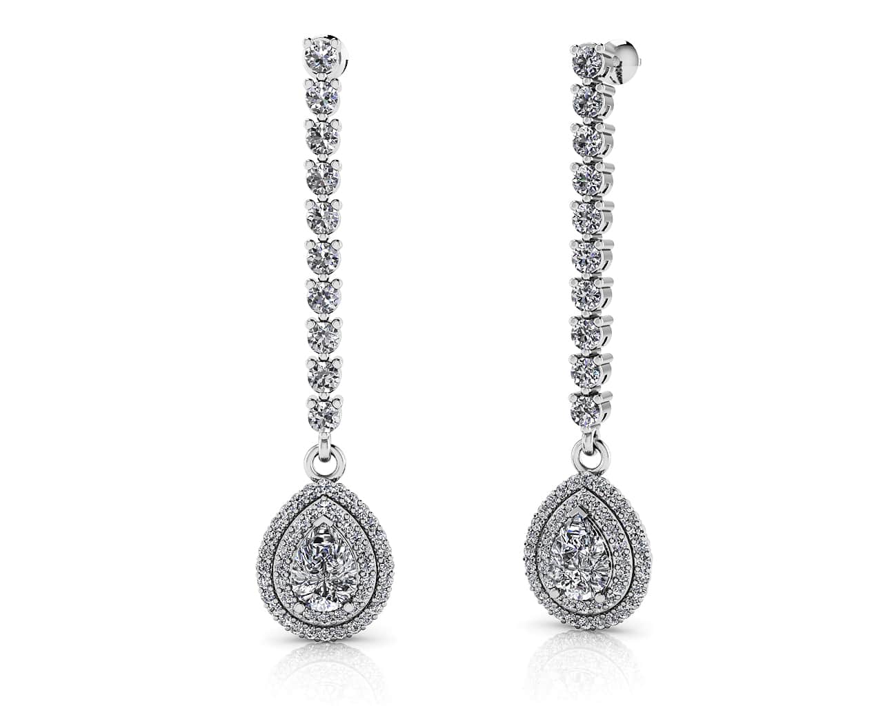 Forever Sparkling Diamond Pear Drop Earrings Diamond with 2.48 ct.(finished) 7x5mm, 1mm, 2.3mm